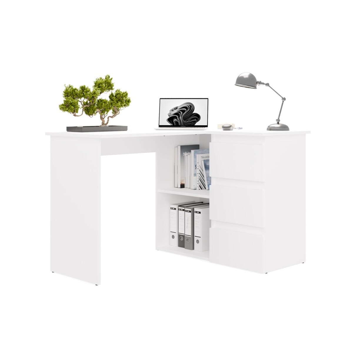 Biurko narożne Nicea prawe biały mat 120x48,5x75 cm 1 szt.