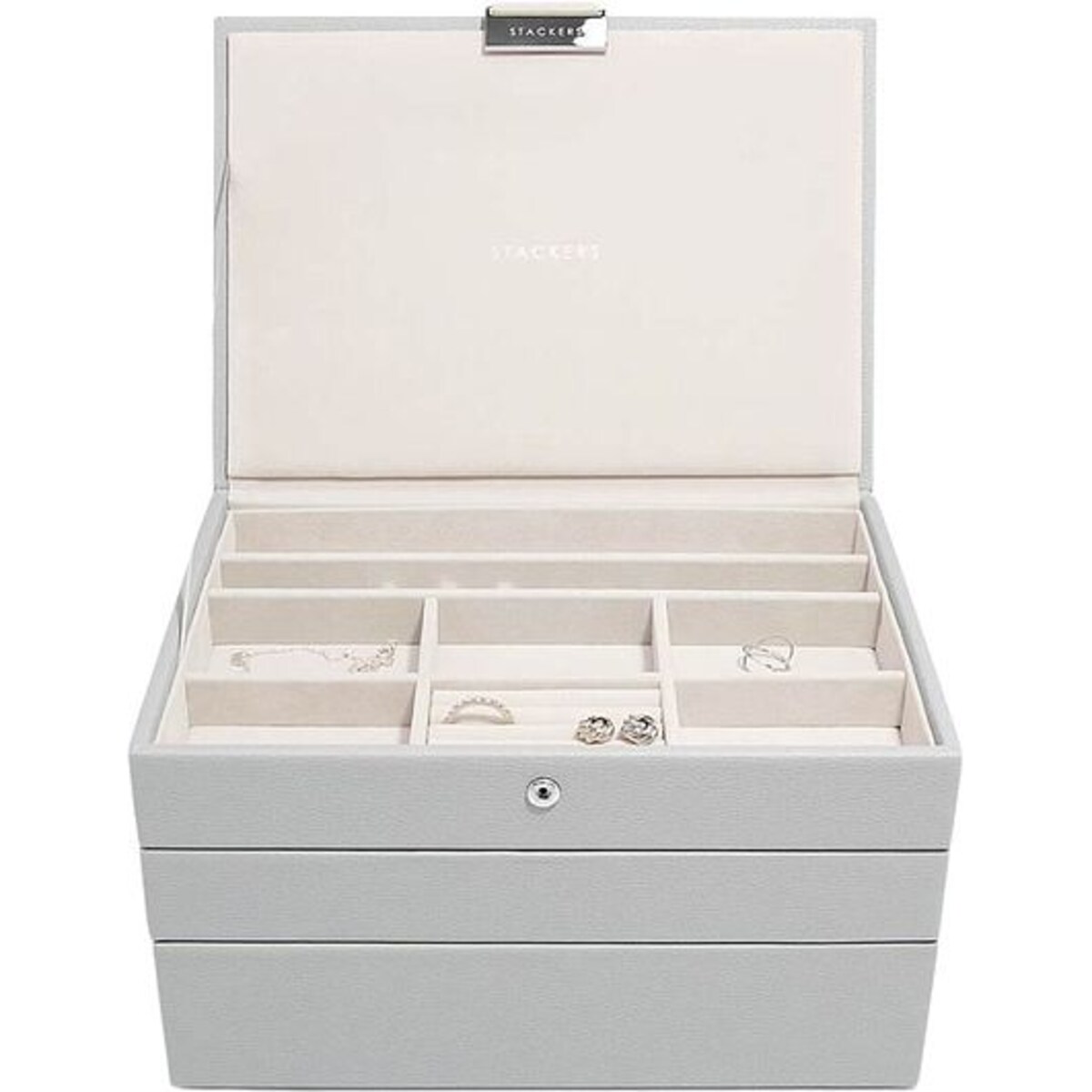 Szkatułka na biżuterię Stackers potrójna classic kamienna szarość