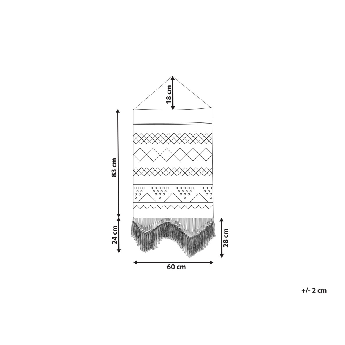 Dekoracja ścienna z frędzlami beżowa BAZDAN