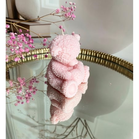 Świeca sojowa ekologiczna dekoracyjna miś misiu "Teddy Bear" 75x75mm różowa