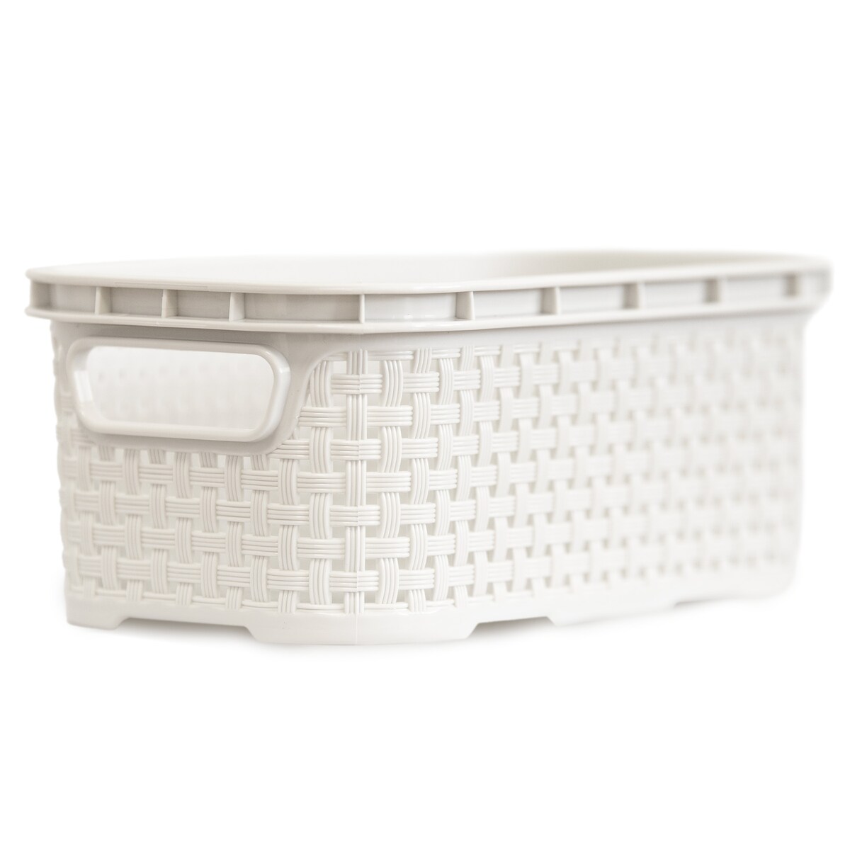 Koszyk Ratanowy Plastikowy 1 L Na Kosmetyki Do Łazienki Pudełko Pojemnik Rattanowy Biały