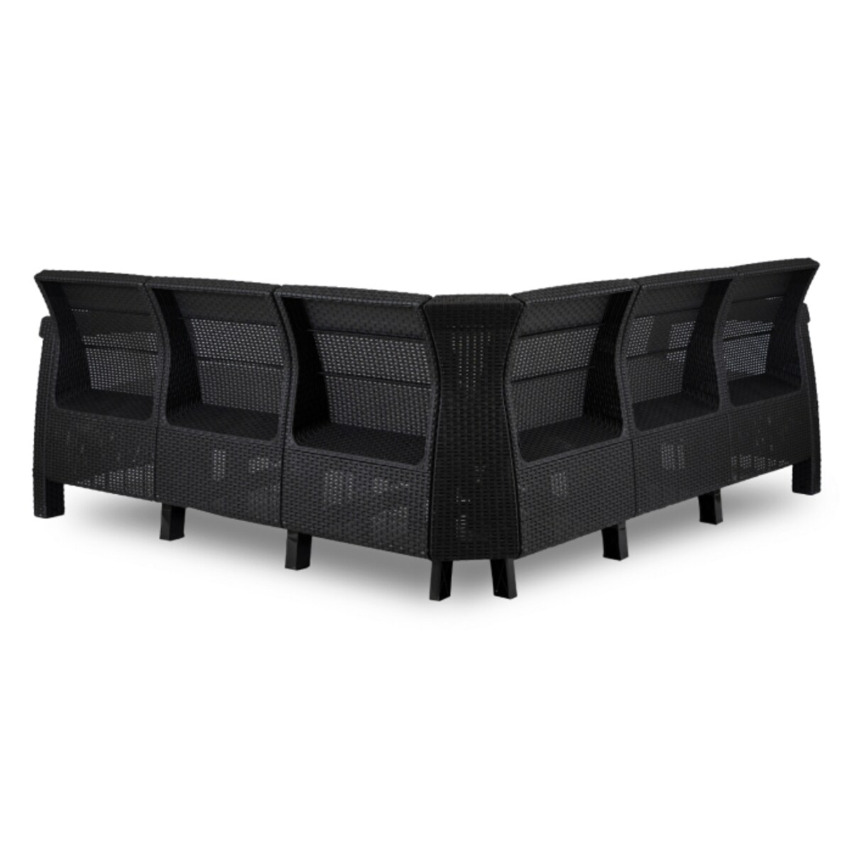 Narożnik Kanapa Rattanowa Ławka Ogrodowa Na Taras Ogród Czarna INDIANA