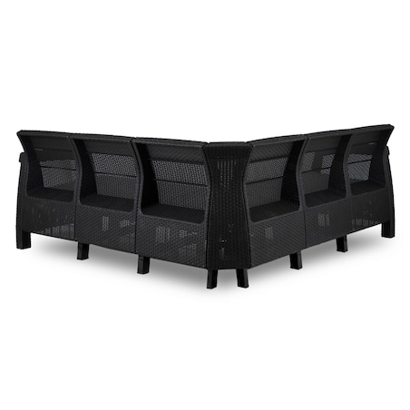 Narożnik Kanapa Rattanowa Ławka Ogrodowa Na Taras Ogród Czarna INDIANA