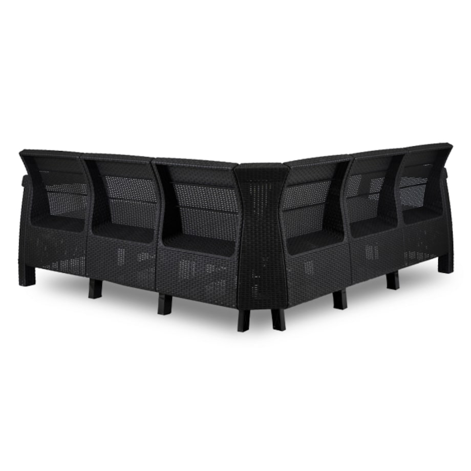 Narożnik Kanapa Rattanowa Ławka Ogrodowa Na Taras Ogród Czarna INDIANA