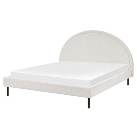 Łóżko boucle 160 x 200 cm białe MARGUT