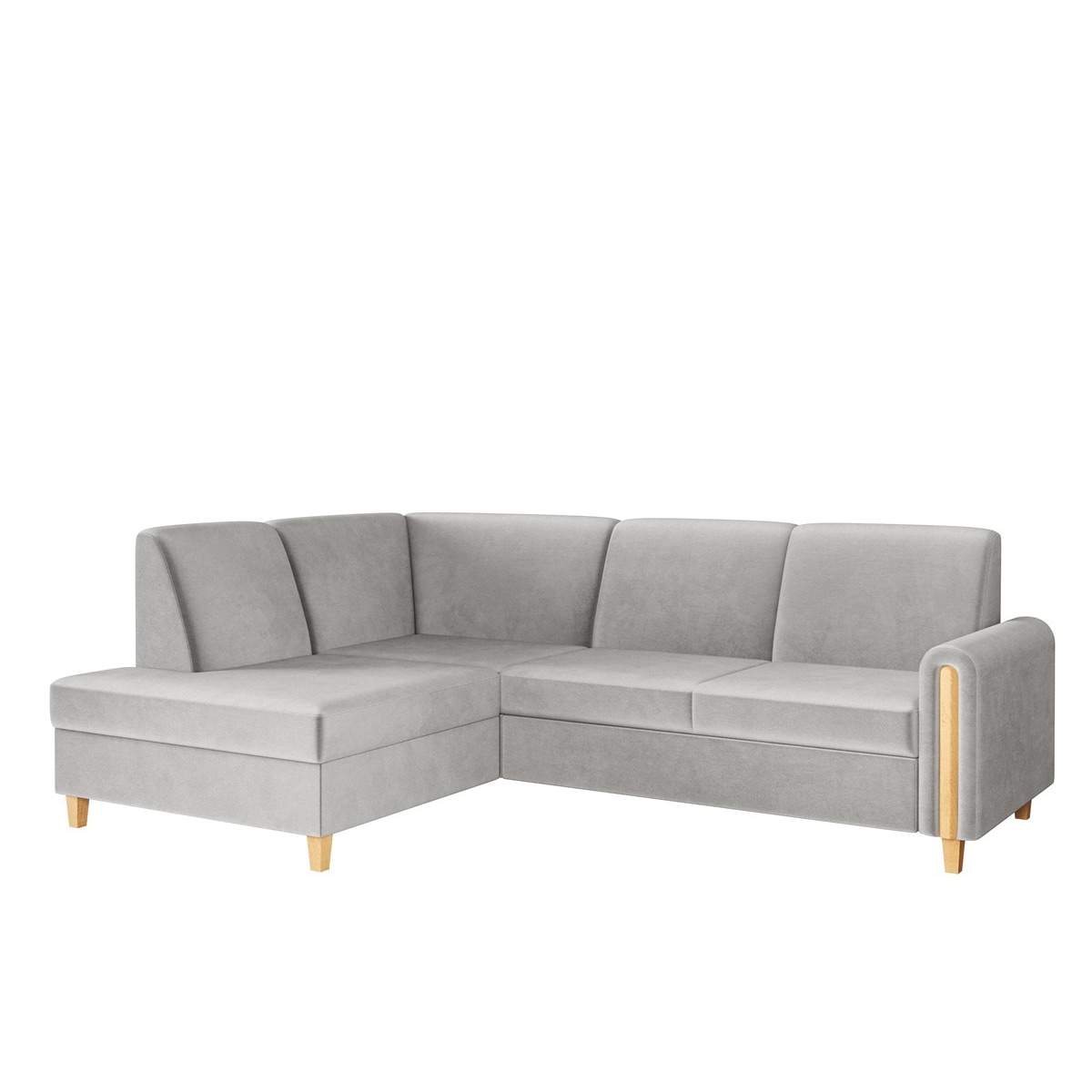 Rozkładany narożnik FLORA w tkaninie Amon hydrofobowej, lewostronny- szary