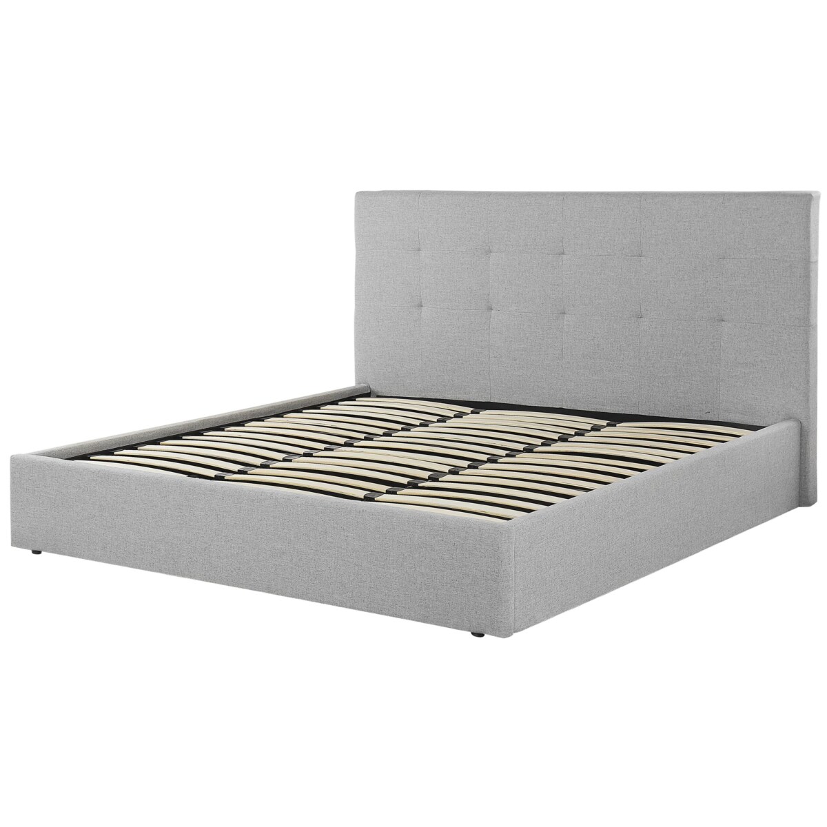 Łóżko z pojemnikiem tapicerowane 180 x 200 cm szare LORIENT