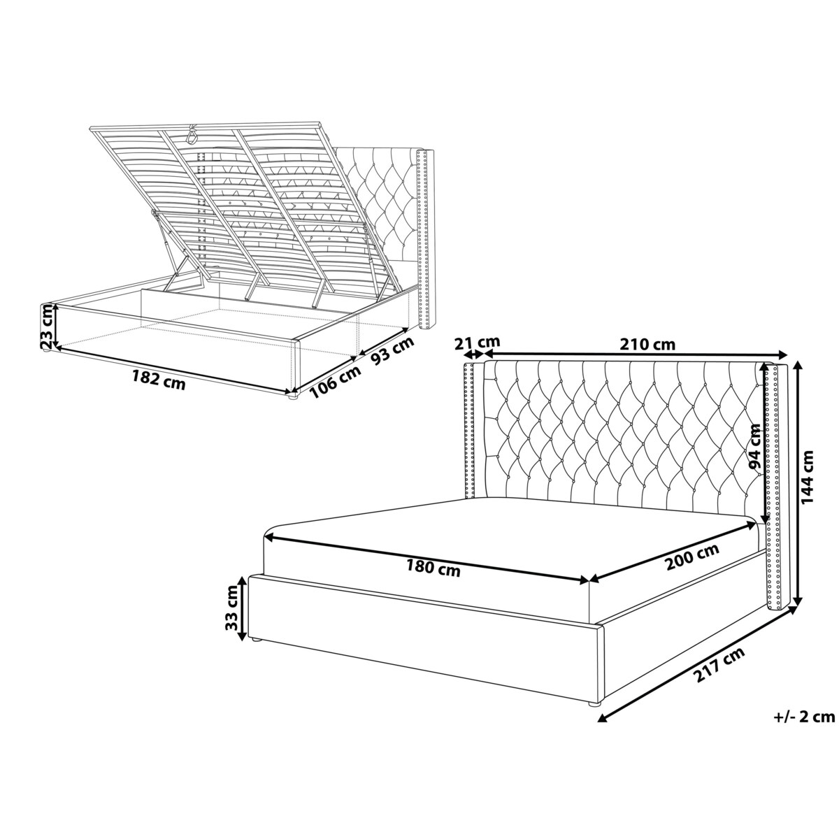 Łóżko z pojemnikiem welurowe 180 x 200 cm jasnoszare LUBBON