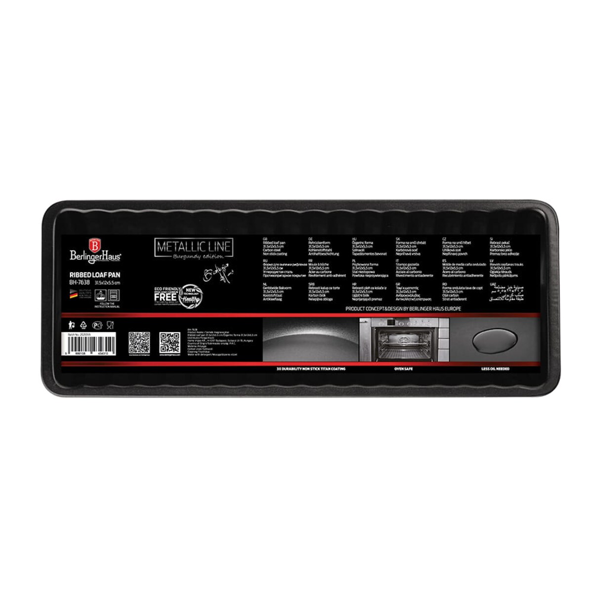 Karbowana forma blacha do pieczenia 31.5x12cm BERLINGER HAUS Burgundy
