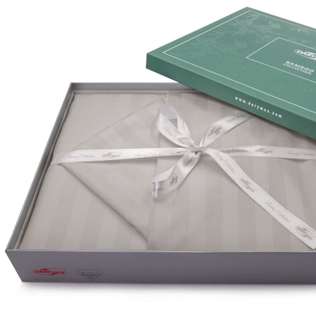 Pościel bambusowa satyna bawełniana 160x200 Bamboo paski, szara