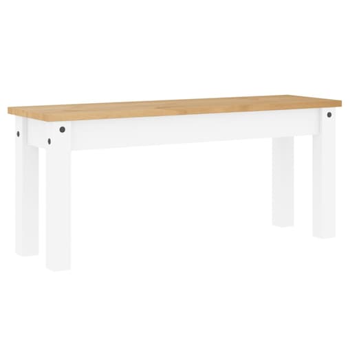 vidaXL Ławka stołowa Panama, biała, 105x30x45 cm, lite drewno sosnowe