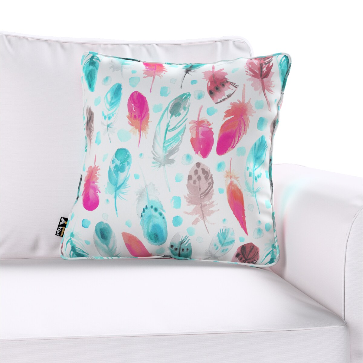 Poszewka Lola 60x60 różowe i turkusowe piórka