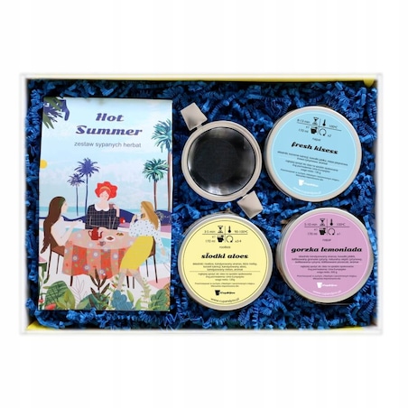 Najlepszy Box prezentowy HOT SUMMER z herbatą smakową i akcesoriami gift