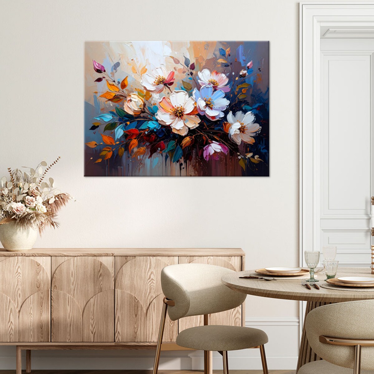 Feeby Obraz nowoczesny, Bukiet Kwiatów Kolorowa Abstrakcja 90x60