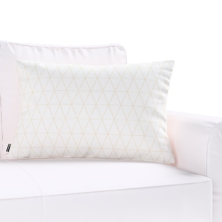 Poszewka Kinga na poduszkę prostokątną 47x28 beżowe trójkąty na kremowo-białym tle