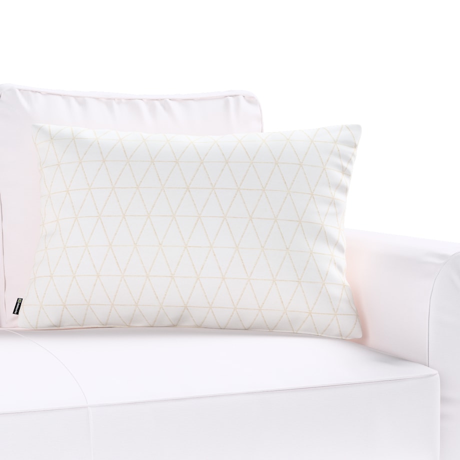 Poszewka Kinga na poduszkę prostokątną 47x28 beżowe trójkąty na kremowo-białym tle