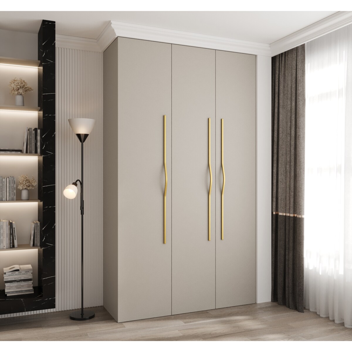 Szafa trzydrzwiowa Como 2 140 gł.40 kaszmir+złoty