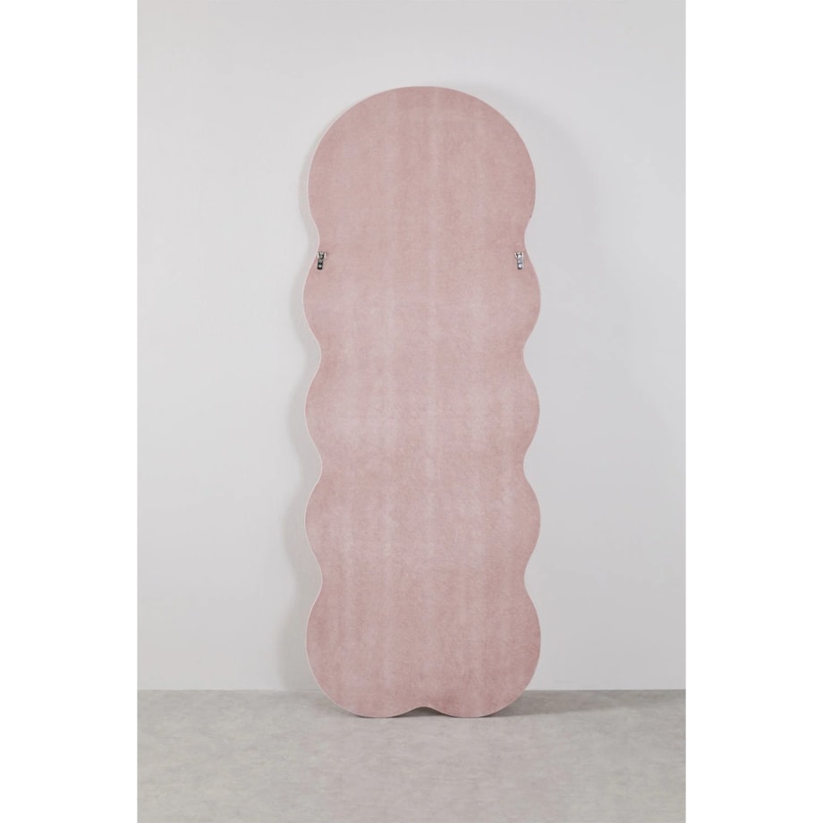 Lustro w falistej ramie aksamit brudny róż, Evelyn,160x60 cm