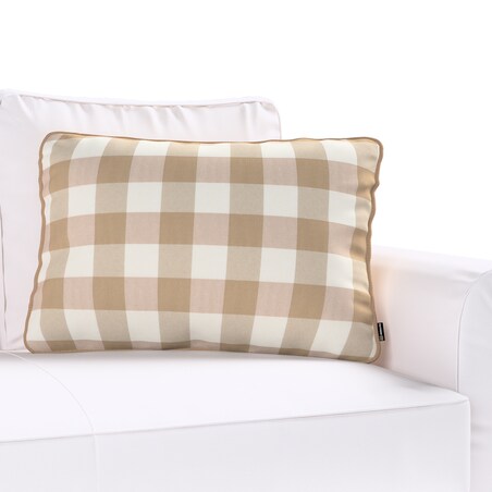 Poszewka Gabi na poduszkę prostokątna 60x40 beżowo-biała krata (5,5x5,5cm)