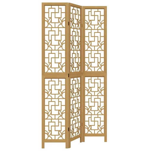 vidaXL Parawan pokojowy, 3-panelowy, lite drewno paulowni