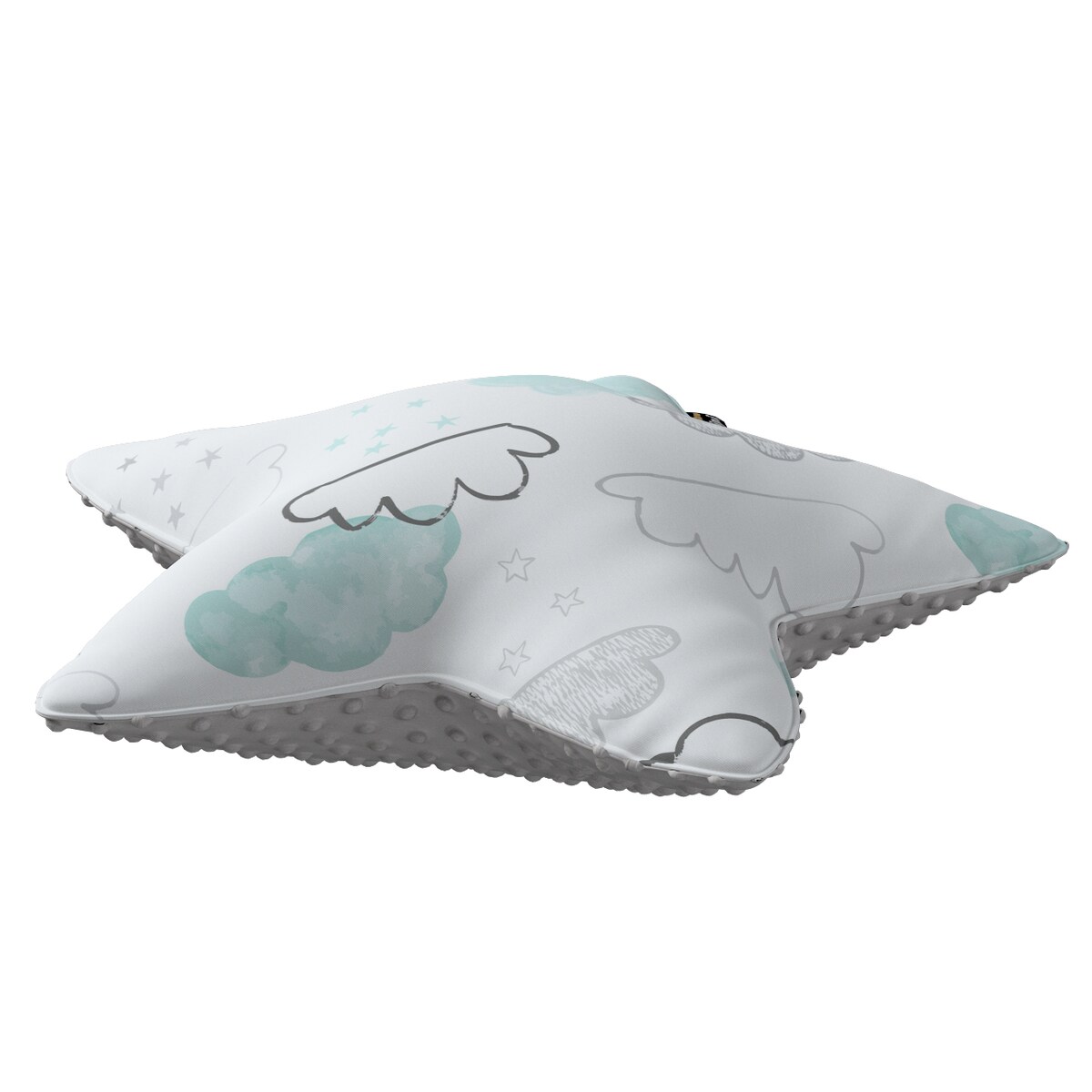Poduszka Lucky Star z minky, ecru-niebieski, 52x15x52cm, Magic Collection