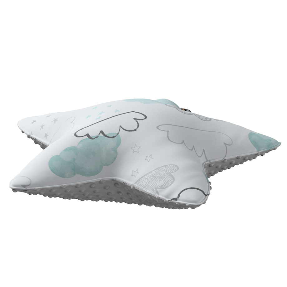 Poduszka Lucky Star z minky, ecru-niebieski, 52x15x52cm, Magic Collection