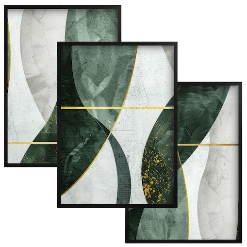 Plakaty Obrazy na ścianę ścienne ze Złotem Zielona Abstrakcja do Salonu