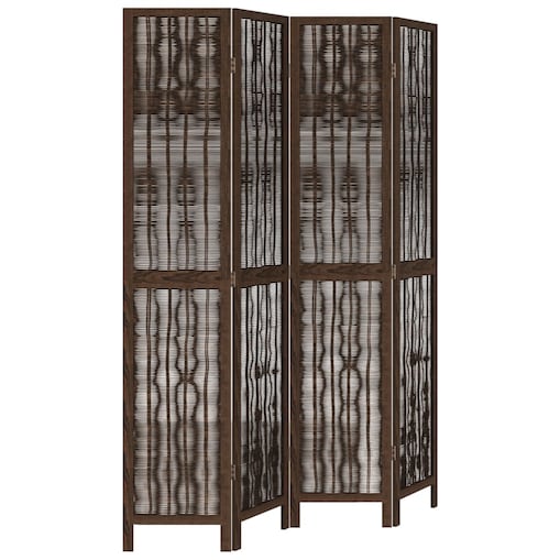 vidaXL Parawan pokojowy, 4-panelowy, ciemny brąz, lite drewno paulowni