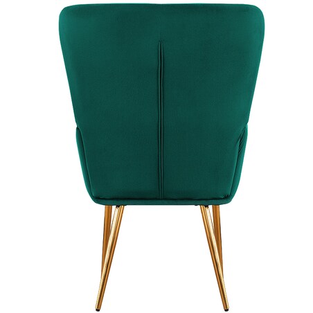 Fotel uszak do salonu wypoczynkowy welurowy tapicerowany zielony złote nogi