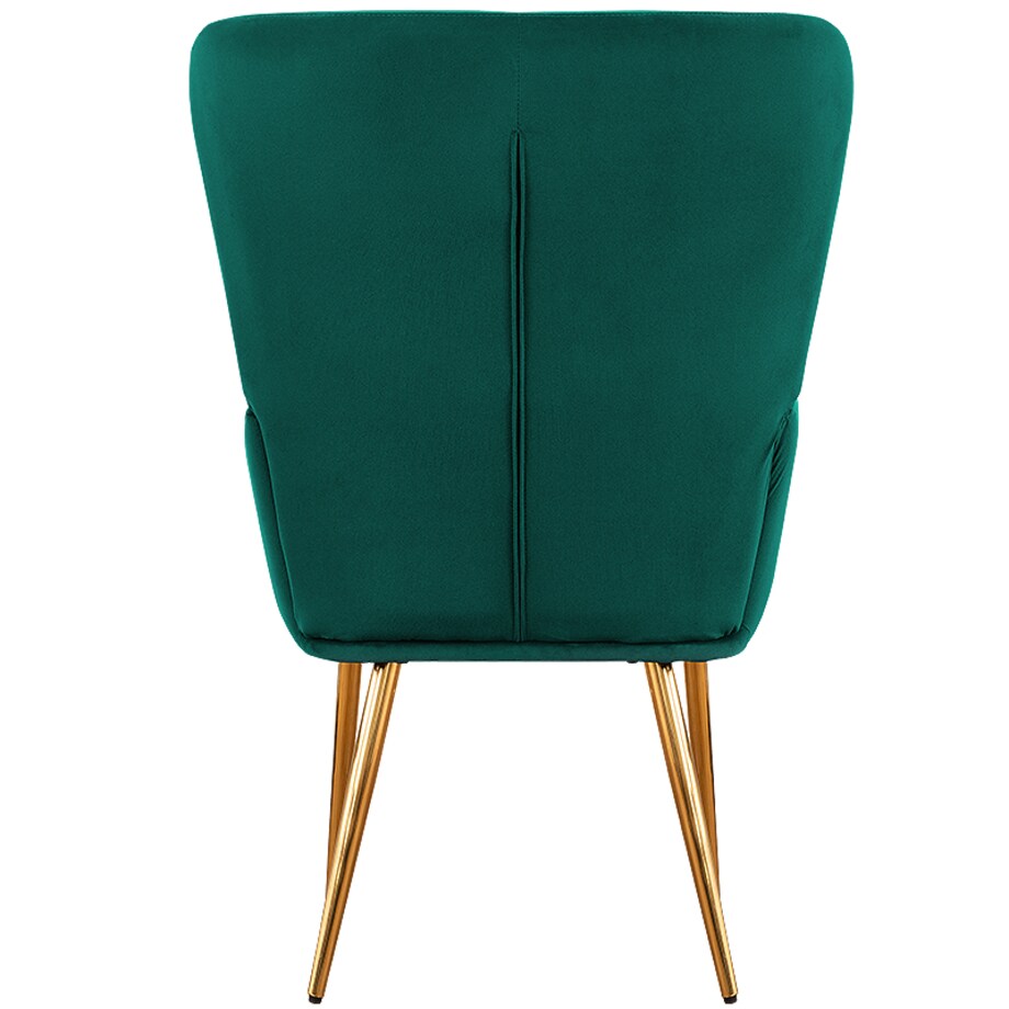 Fotel uszak do salonu wypoczynkowy welurowy tapicerowany zielony złote nogi