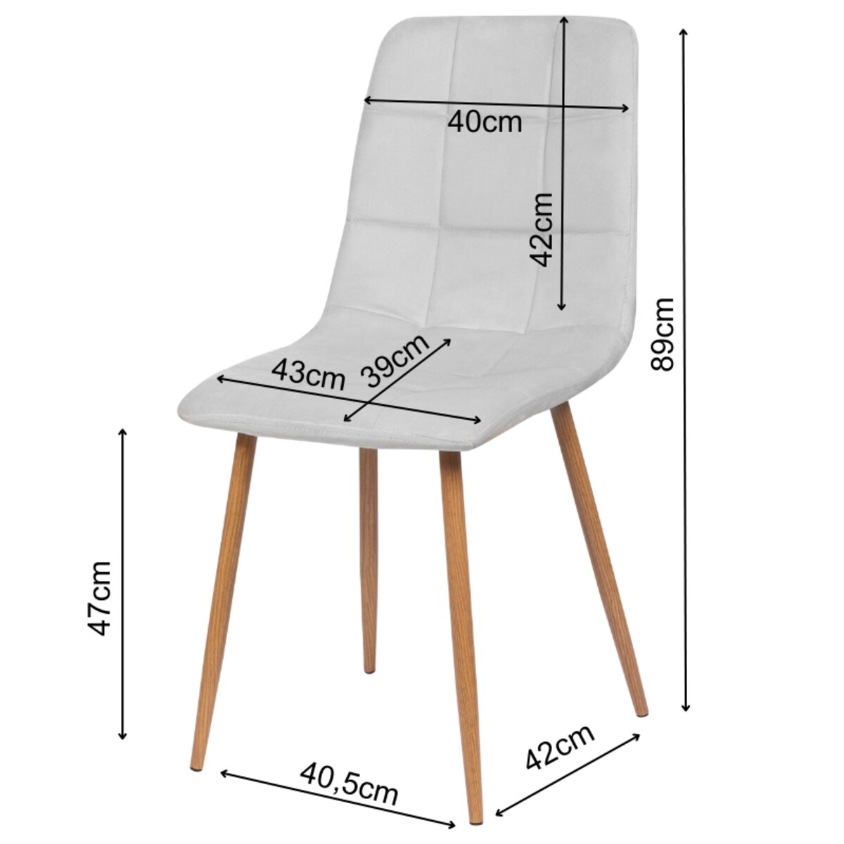 Krzesło tapicerowane do salonu szare welurowe pikowane