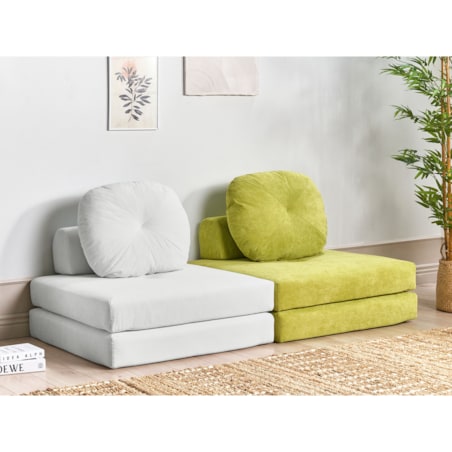 Sofa rozkładana jednoosobowa sztruksowa jasnozielona OLDEN