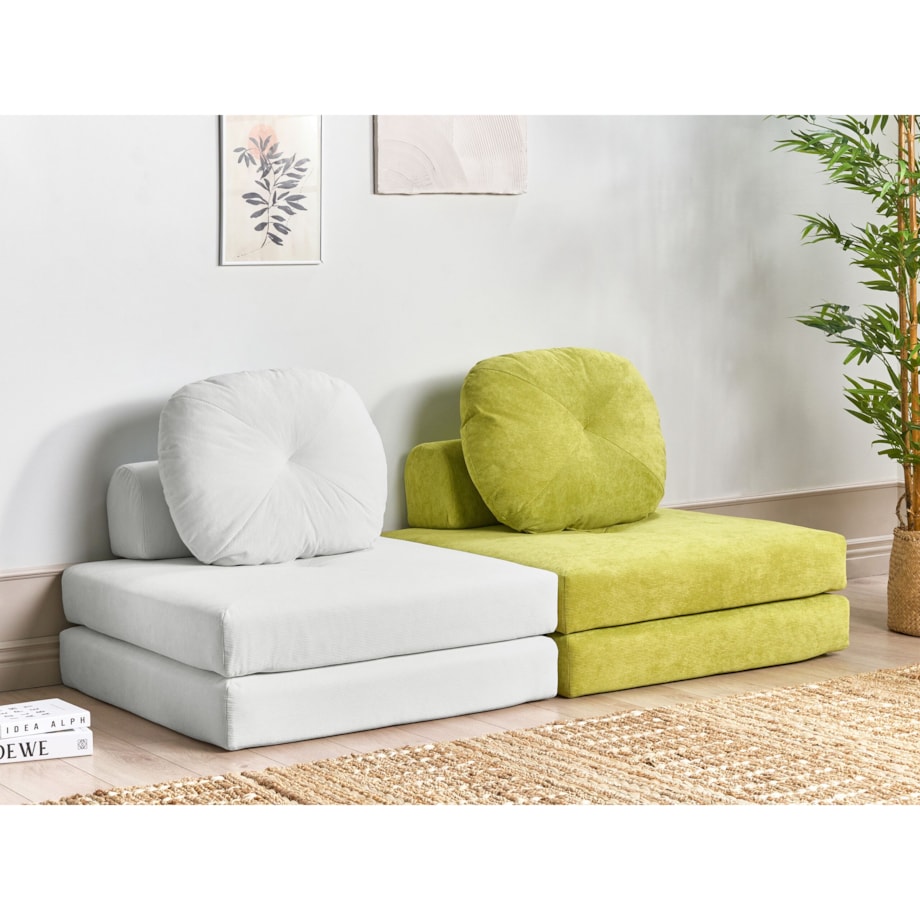 Sofa rozkładana jednoosobowa sztruksowa jasnozielona OLDEN