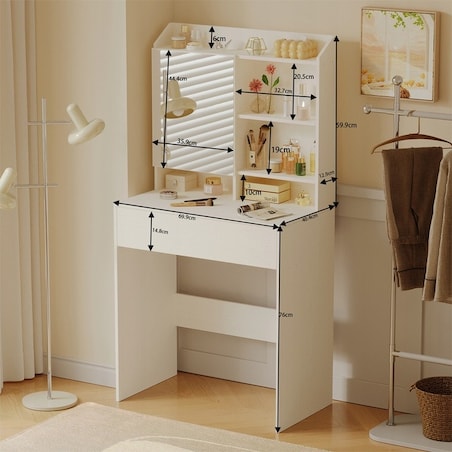 Nowoczesna toaletka kosmetyczna z otwieranym lustrem loft szuflada glamour