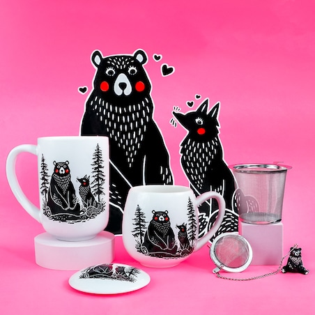 Kubek mis i lis- idealny zestaw do parzenia herbaty, piekny prezent dla mamy, taty, babci, dziadka, niej i niego, teściowej 400ml