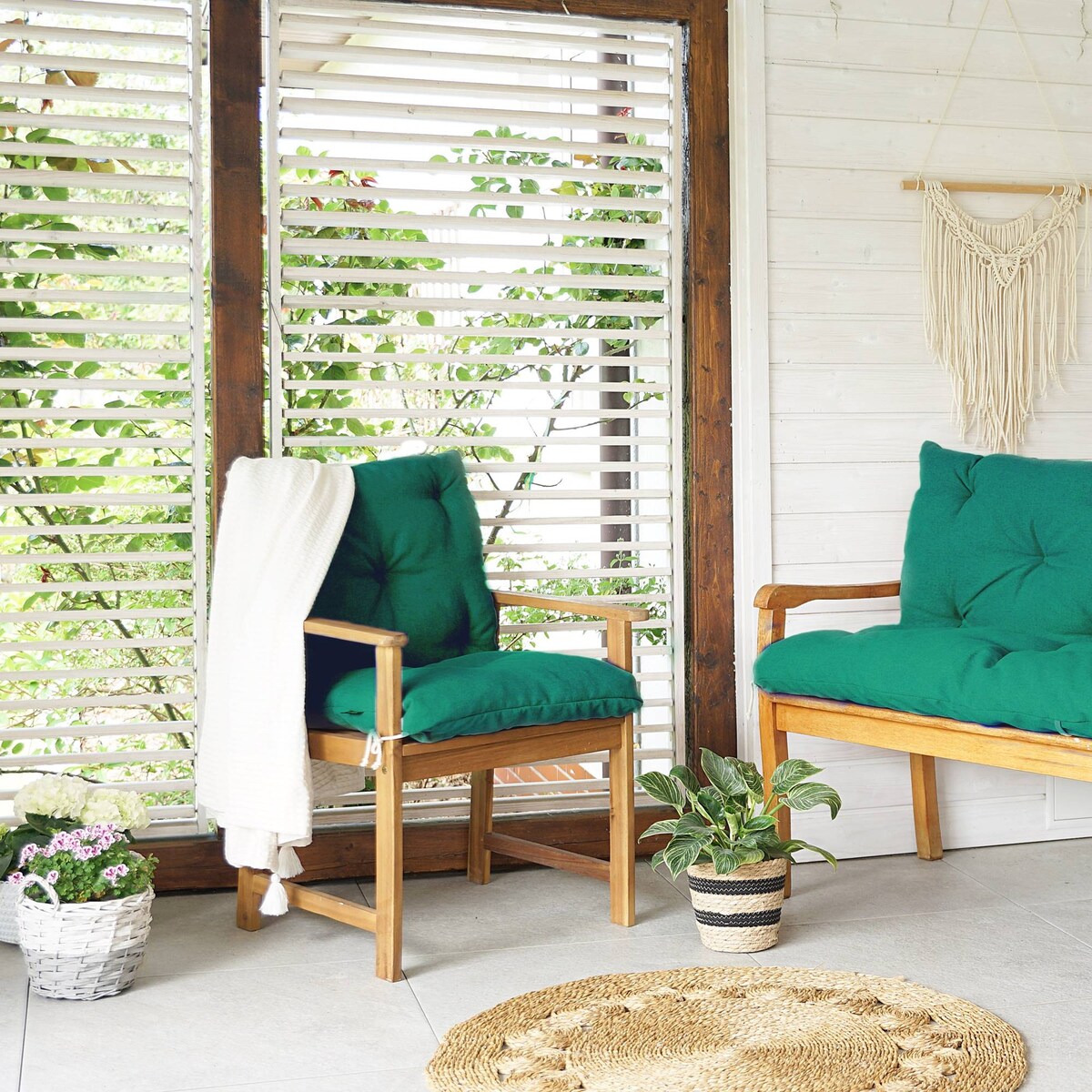 Poduszki na krzesła ogrodowe UV odporne, 50x50x50cm, Zielony