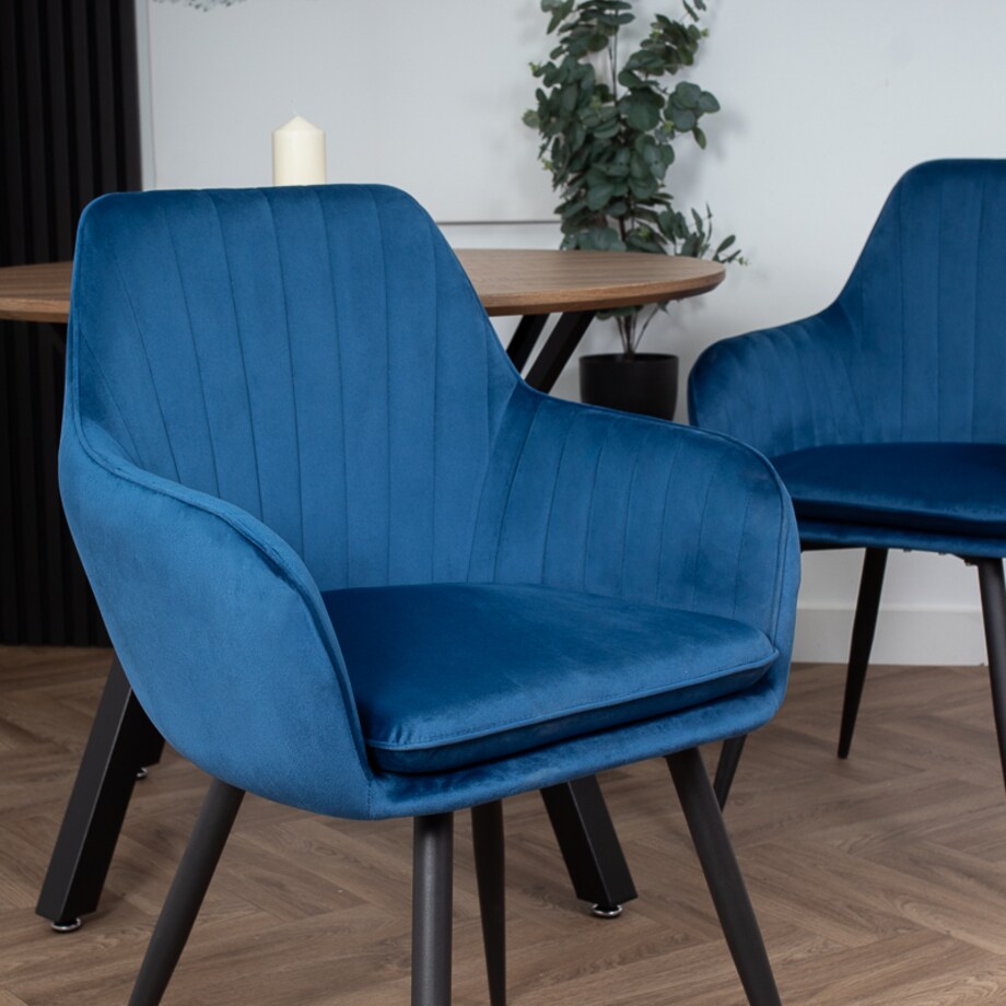 Krzesło tapicerowane welurowe granatowe do salonu jadalni