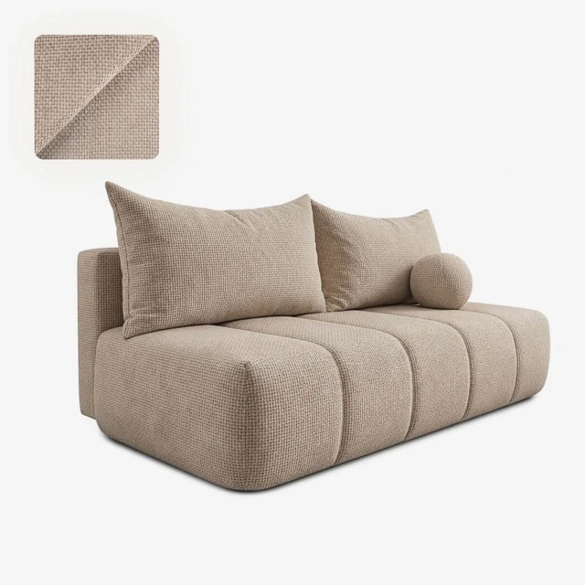 Sofa rozkładana 2-osobowa z funkcją spania do salonu beżowa SARIA