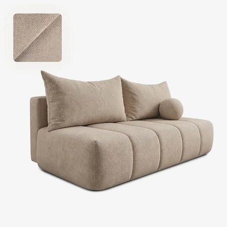 Sofa rozkładana 2-osobowa z funkcją spania do salonu beżowa SARIA