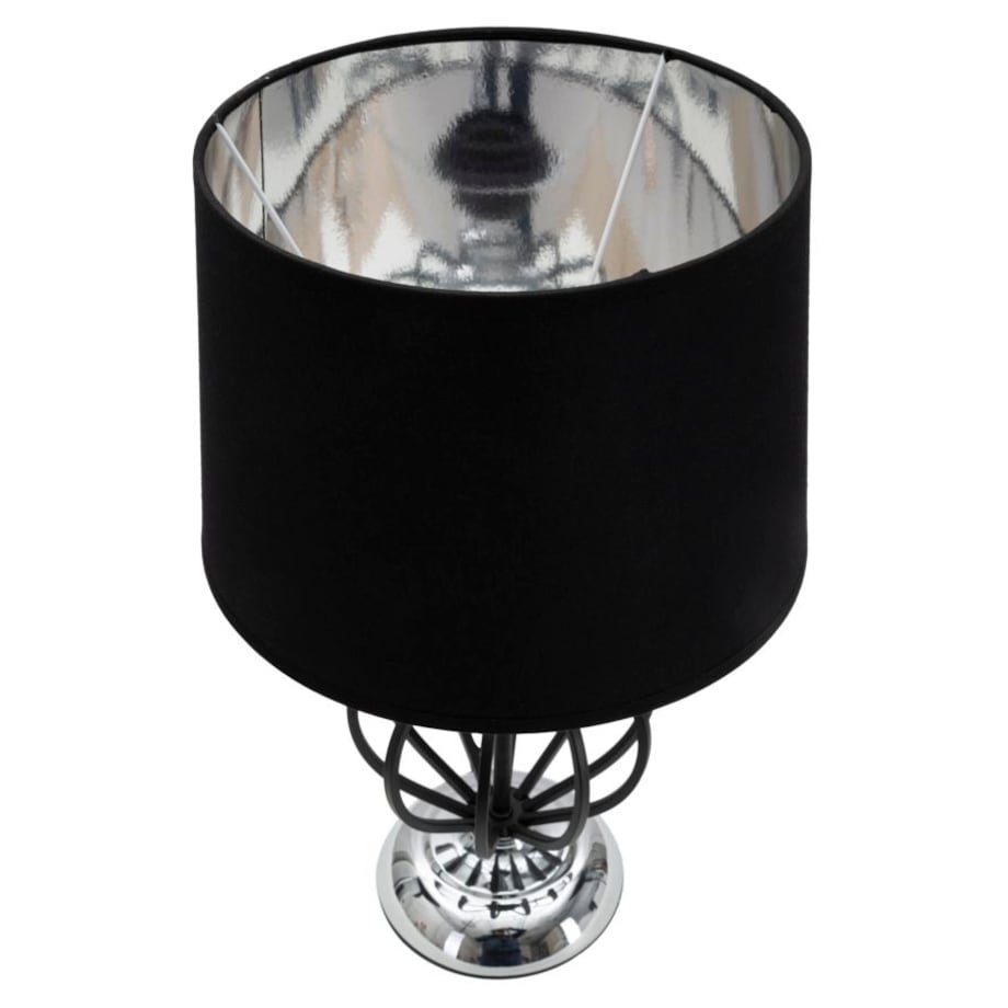 Lampa stołowa Darky, kolor czarny i srebrny, żelazo i PVC, 28 x 28 x 44,5 cm, 1 x E27, max. 40 W, styl glamour, do salonu i sypialni, Mauro Ferretti