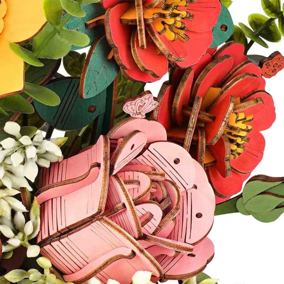 Wiosenny bukiet kwiatów w koszyku - flower box DIY - kwiaty Robotime