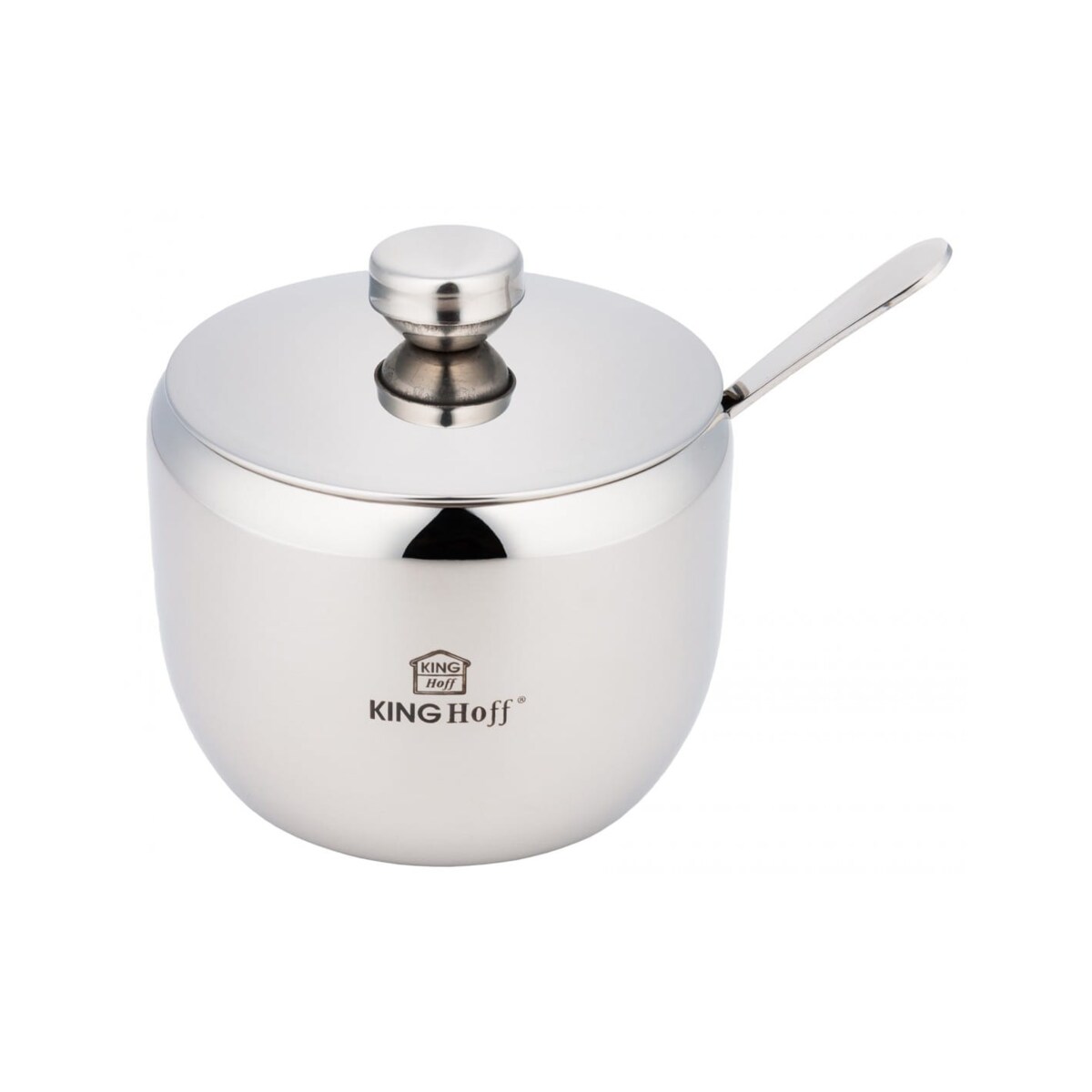 Cukiernica stalowa z łyżeczką wysoki Połysk pojemnik na cukier KINGHOFF