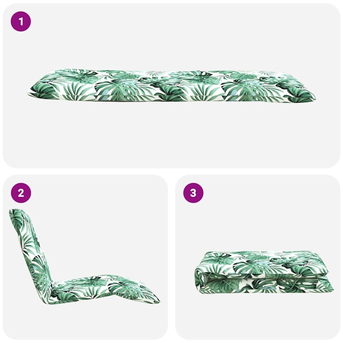 vidaXL Leżak składany wzór liścia 175x54x8,5 cm tkanina Oxford