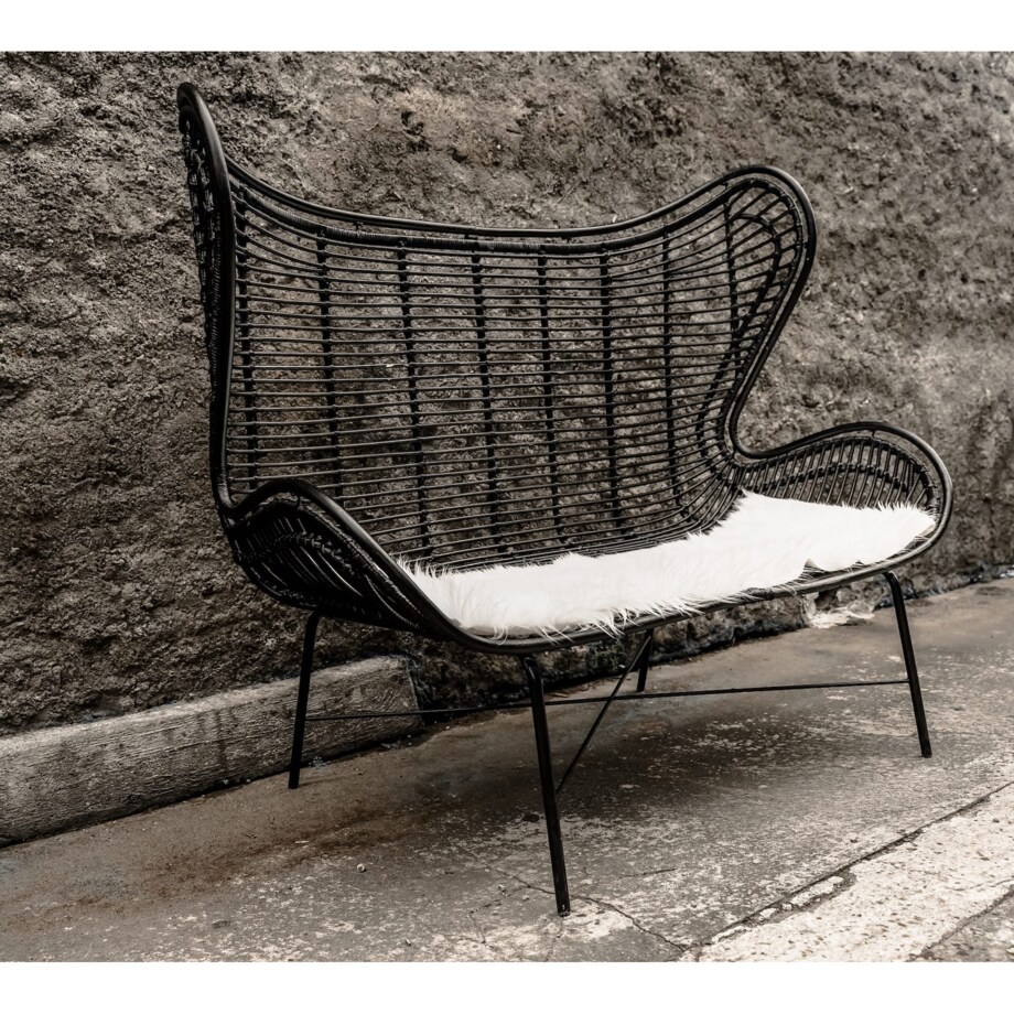 Sofa rattanowa Isla czarna Monnarita