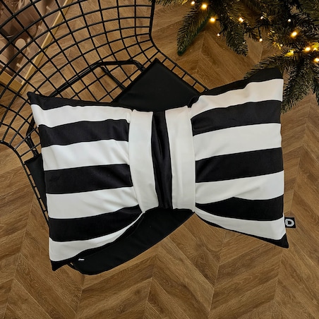 Poduszka XMAS wzór XM54 | Kokarda w paski czarna 40 x 60 cm