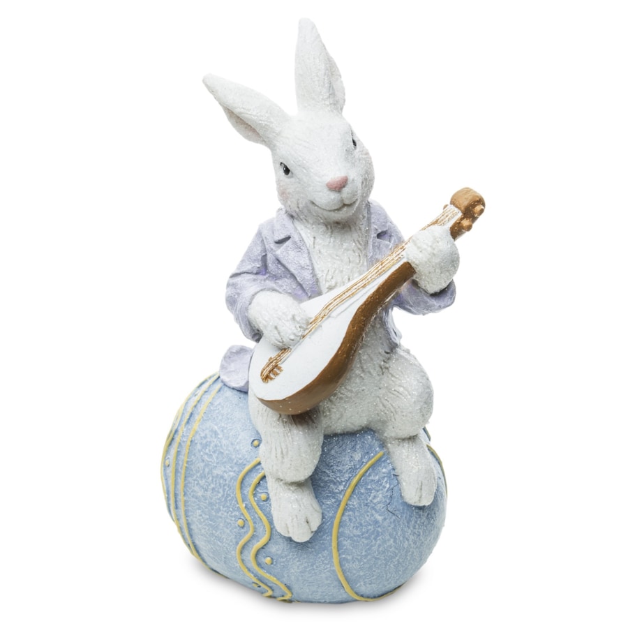 Dekoracja - królik MUZYK 18x8x9,5 cm MANDOLINISTA