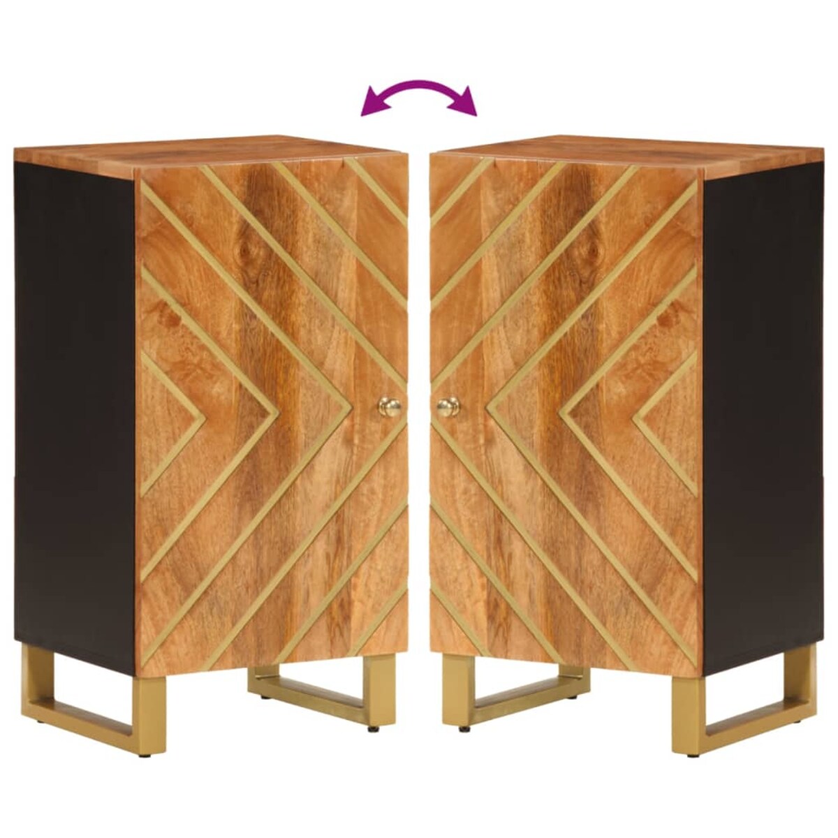 vidaXL Szafka, brązowo-czarna, 40x33,5x75 cm, lite drewno mango