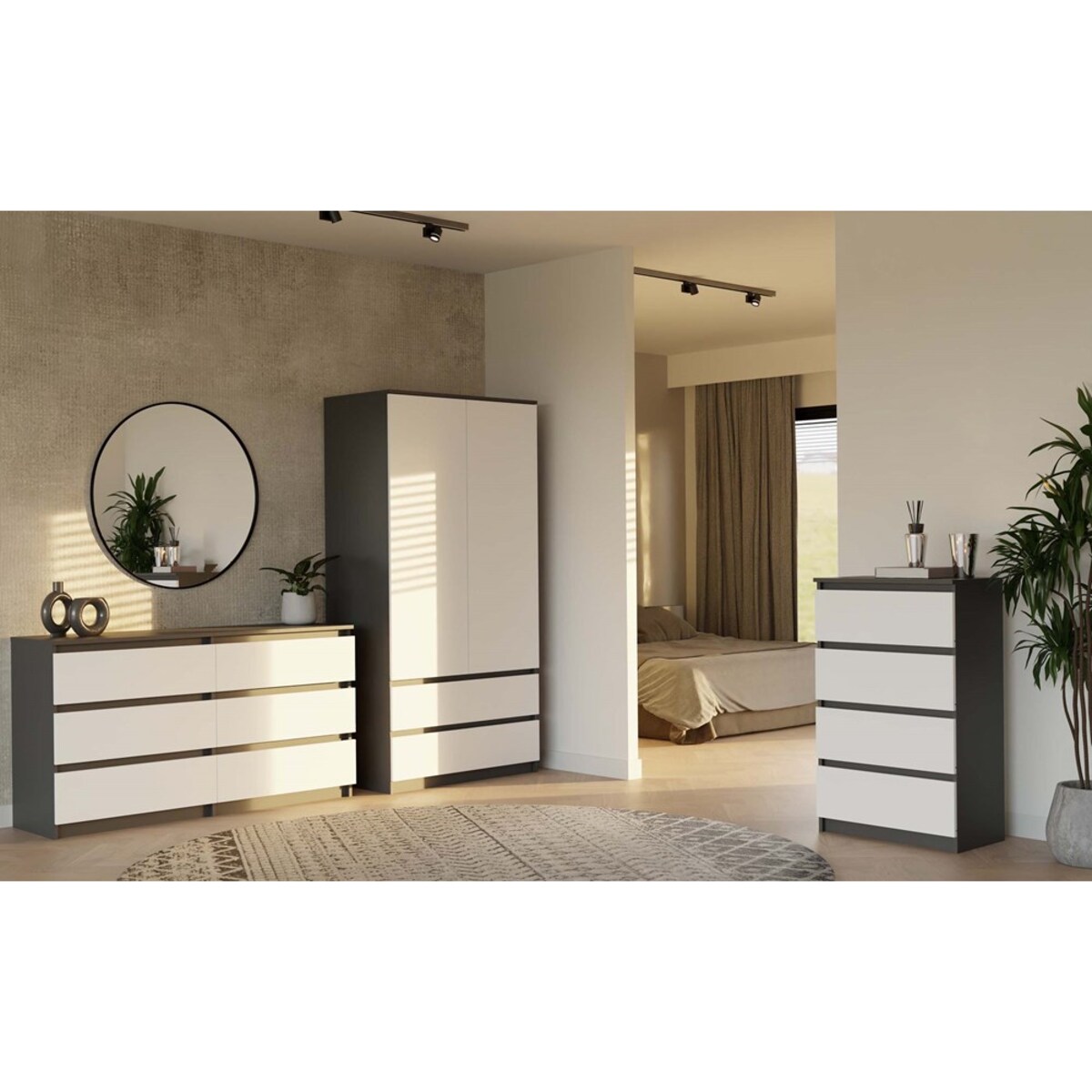 Szafa Malwa SS-90 ANTRACYT BIEL