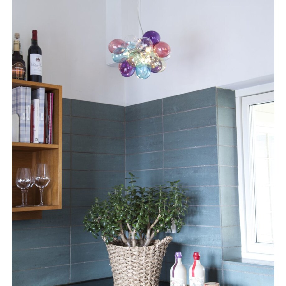 Kolorowa lampa wisząca Gross 4200440-7000 By Rydens szklane bąbelki nad stół