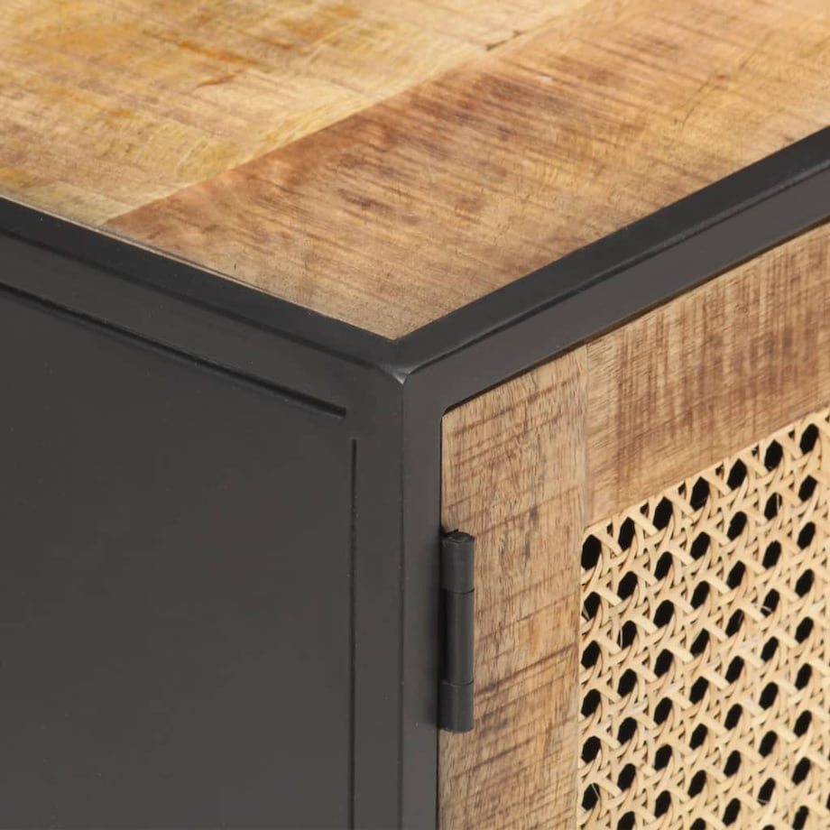 vidaXL Szafka pod TV, 120x30x40 cm, drewno mango i naturalna trzcina